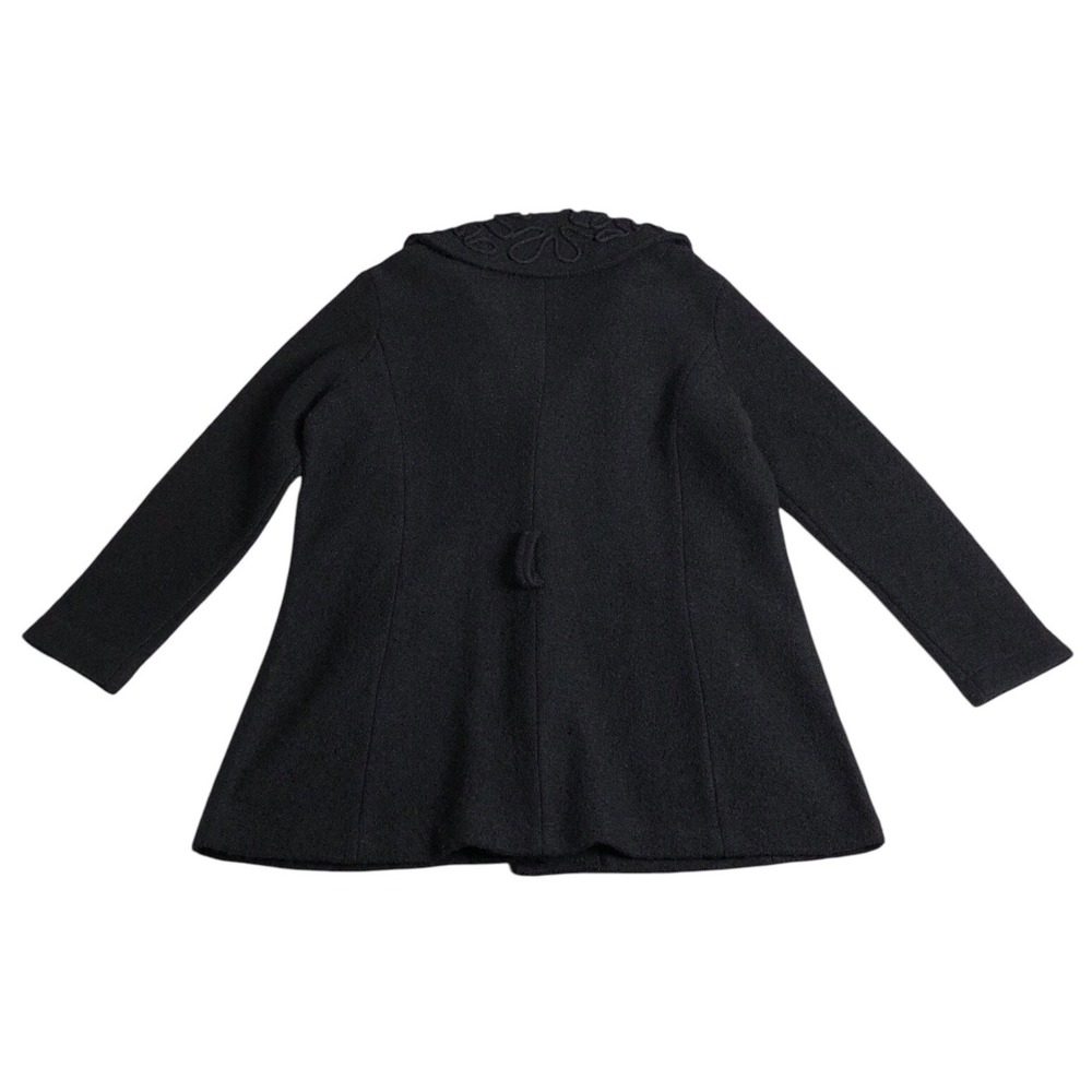 Cynthia Rowley Jacket Women 1X Black Wool Textured Snap Notch Collar Pocket Coat - Picture 3 of 16